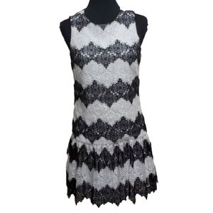 BETSEY Johnson B&W Crocheted Drop-Waist Dress